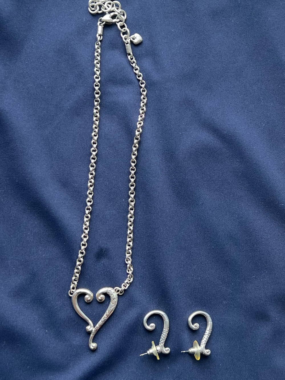 Brighton Silver Heart Pendant Necklace with Matching Earrings